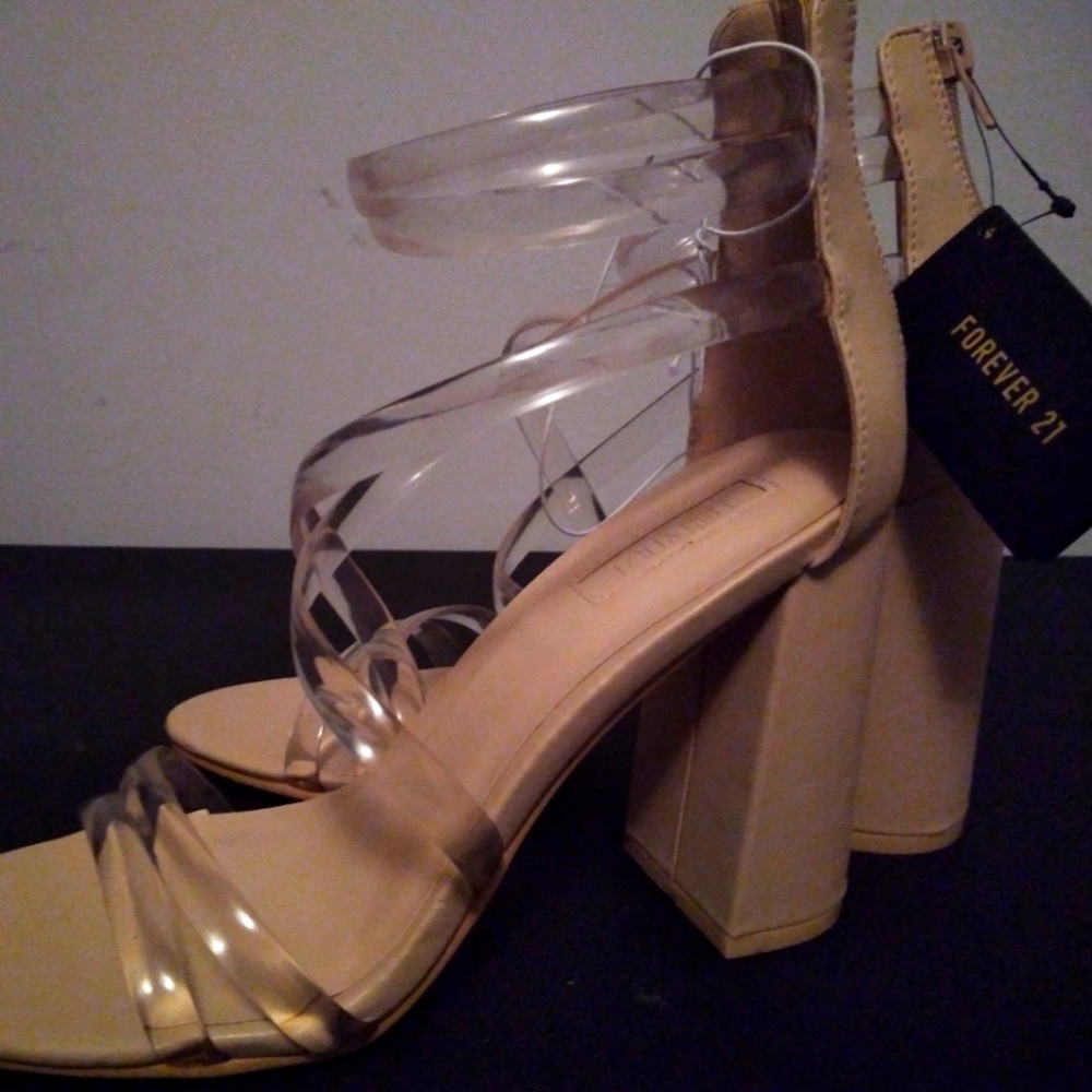 FOREVER 21 CLEAR BLOCK HEELS